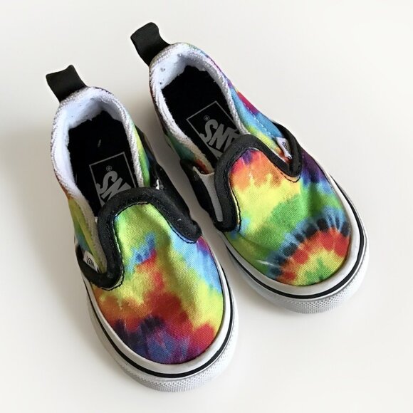 VANS SPIRAL TIE DYE SLIP-ON V SHOES TODDLER MULTI/TRUE WHITE TD US‎ Size 5.5 - Picture 1 of 5